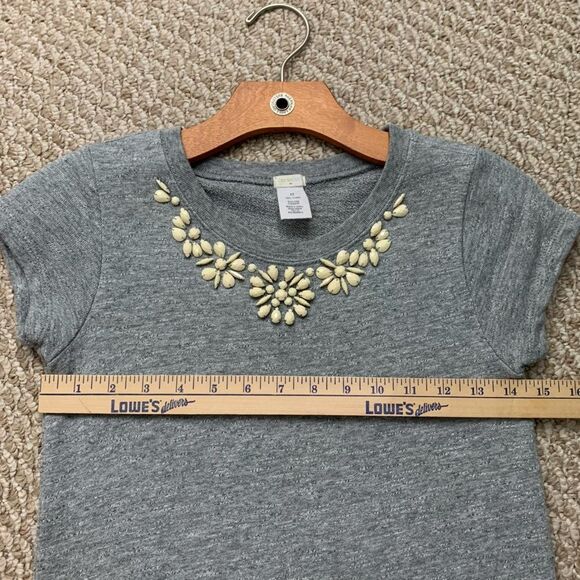 Crewcuts Girls Terry Pullover Beaded Necklace Jersey Short sleeve Dress Grey 12 - Picture 8 of 9